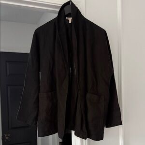 EILEEN FISHER BLACK LINEN JACKET M